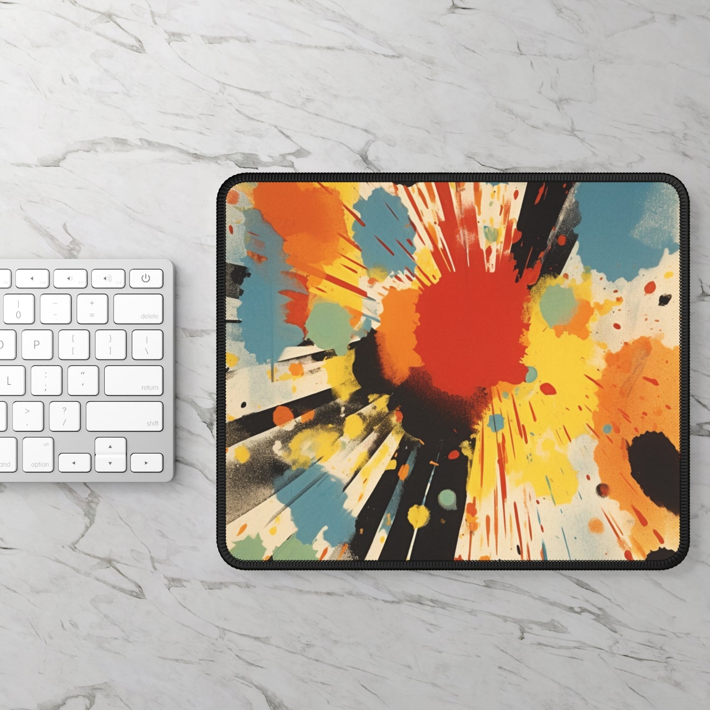 Visually Striking: Silkscreen Printed Gaming Mouse Pad with Color Patches in Shapes
