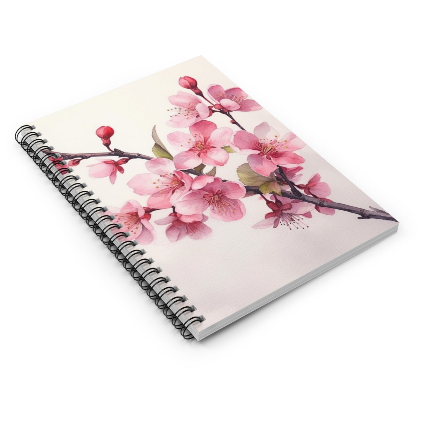 Cherry Blossom Delight: Floral Watercolor Spiral Notebook