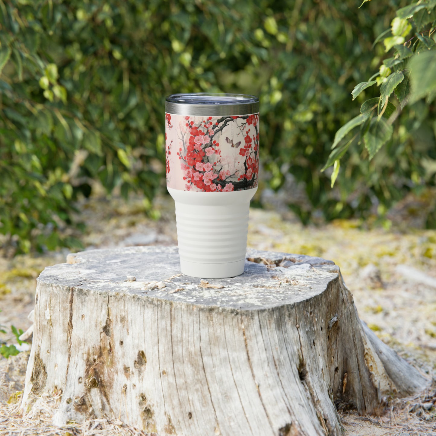 Enchanting Blossom Delight: Ringneck Tumbler Adorned with Intricate Flower Drawings and Artistry