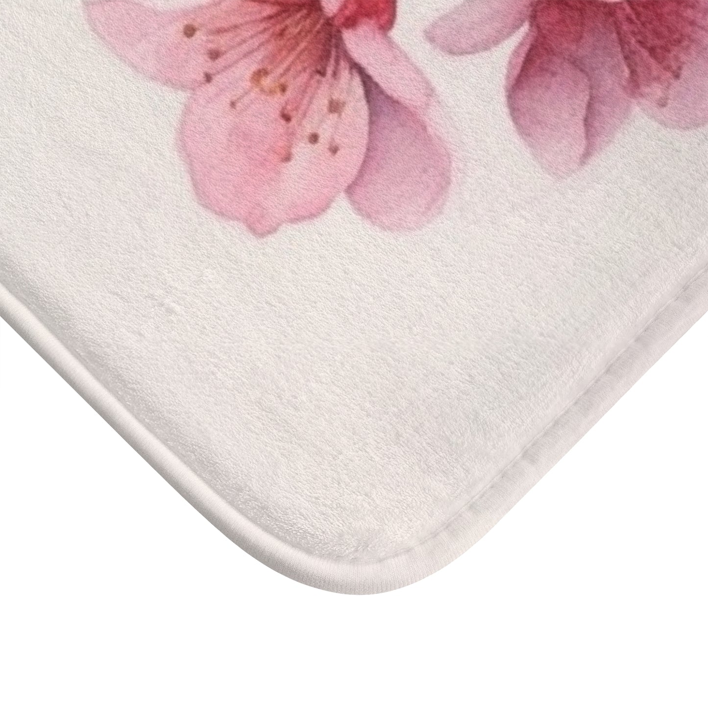 Artistic Flourish: Floral Watercolor Cherry Blossom Bathmat