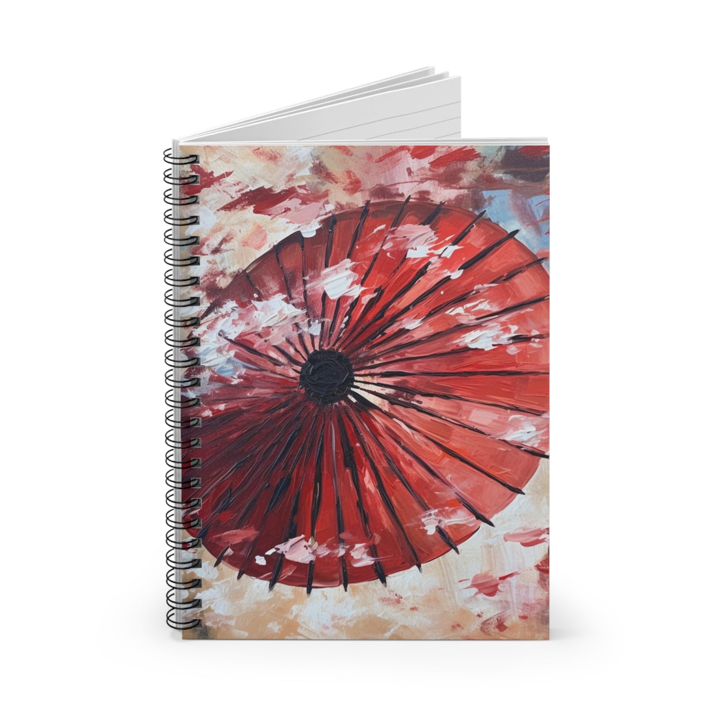 Abstract Japanese Umbrella Painting Spiral Notebook Ruled: Unleashing Artistic Beauty