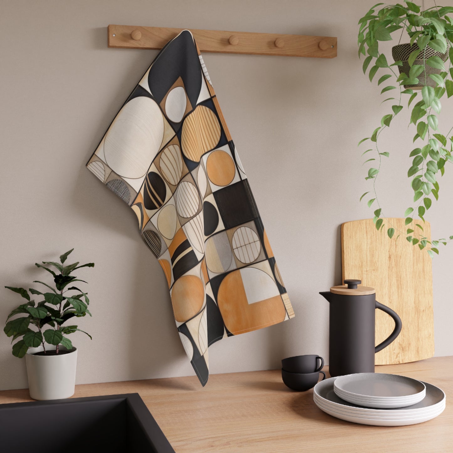 Organic Geometrics: Kitchen Towel Inspired by Earthy Mosaic Art