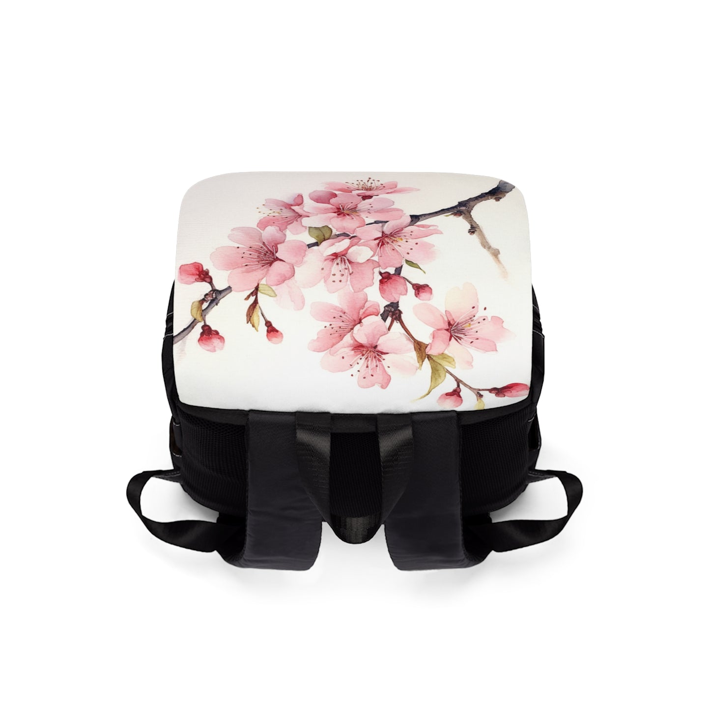 Watercolor Cherry Blossom Unisex Casual Shoulder Backpack