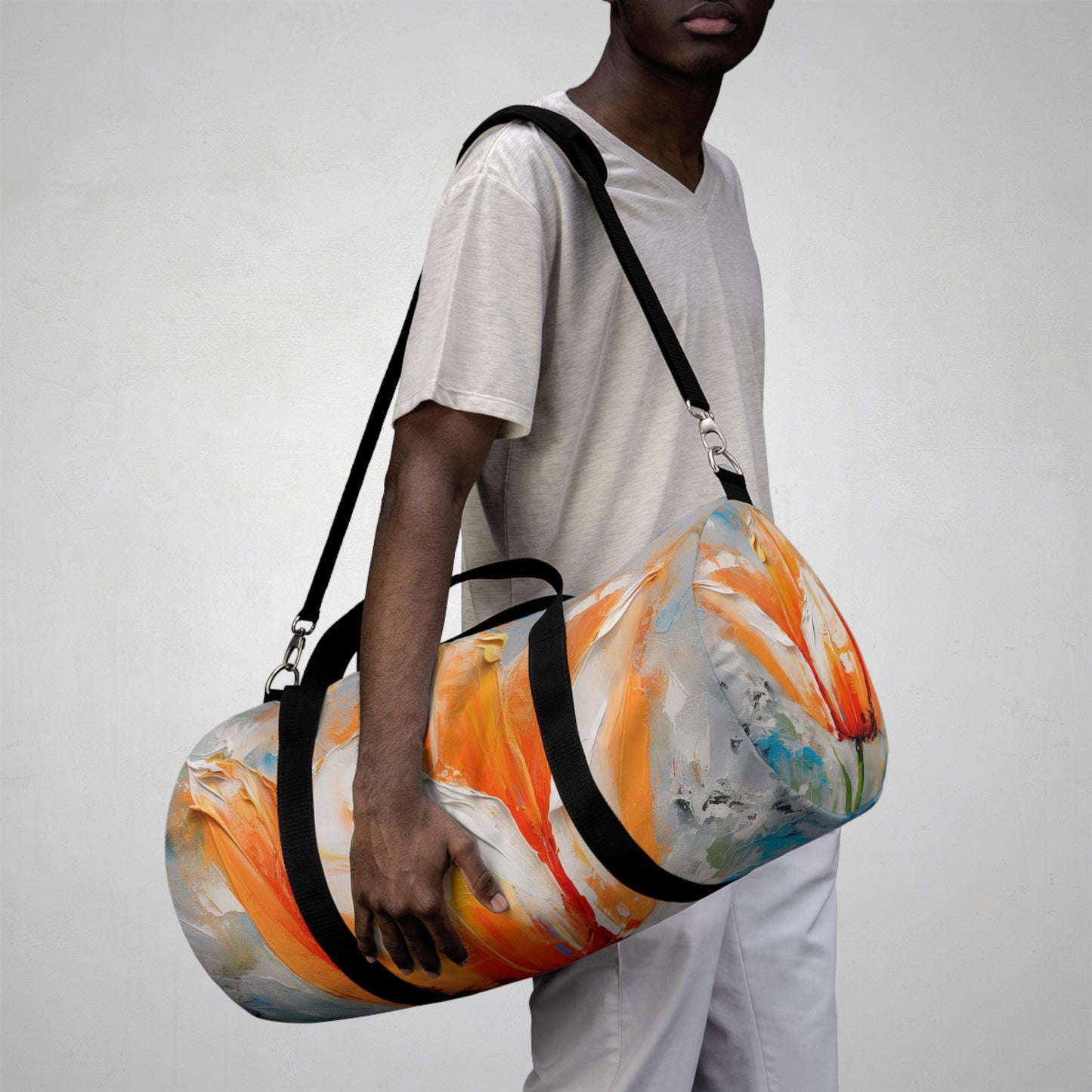 Duffel Bag with Vibrant Orange Tulip: Embrace the Beauty of Nature