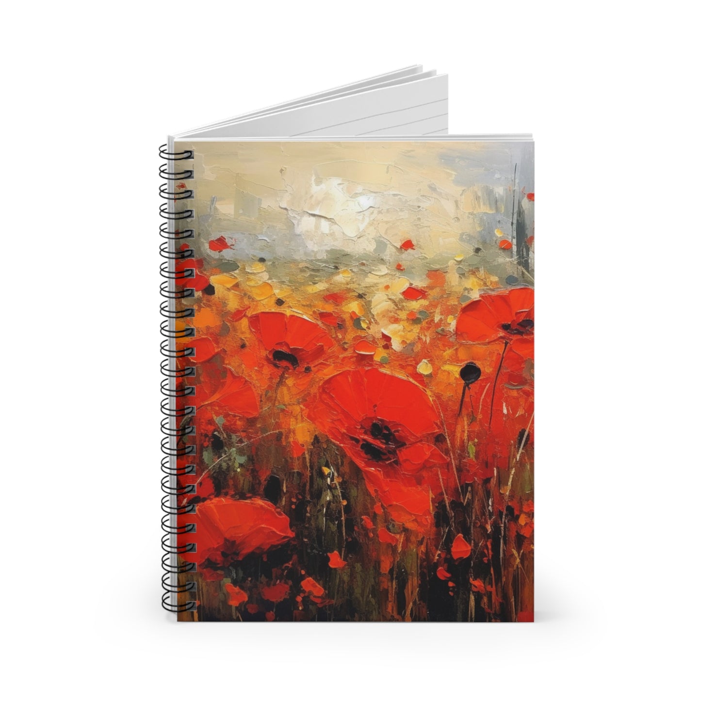 Whimsical Poppy Art on Spiral Notebook