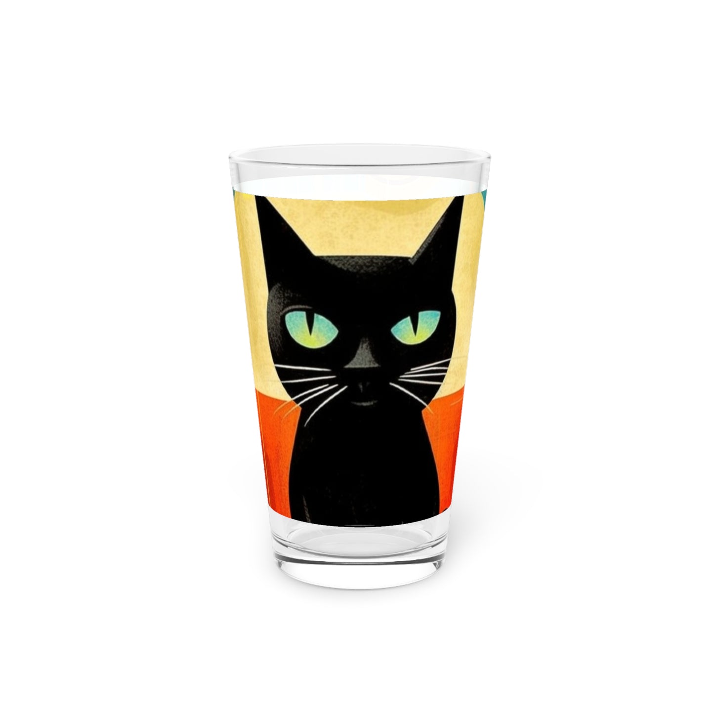 Abstract Cat Expressions: Modern Art-Inspired Midcentury Modern Pint Glass with Timeless Atomic Age Design