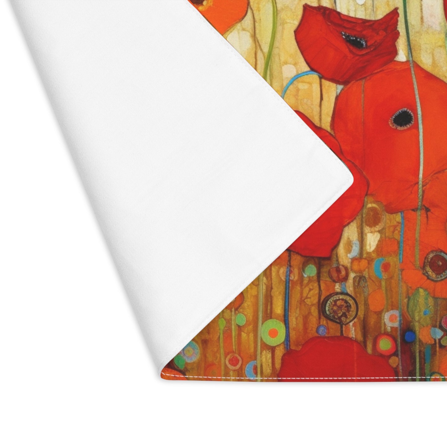 Floral Symphony: Placemat showcasing Gustav Klimt's Poppies in Art Nouveau