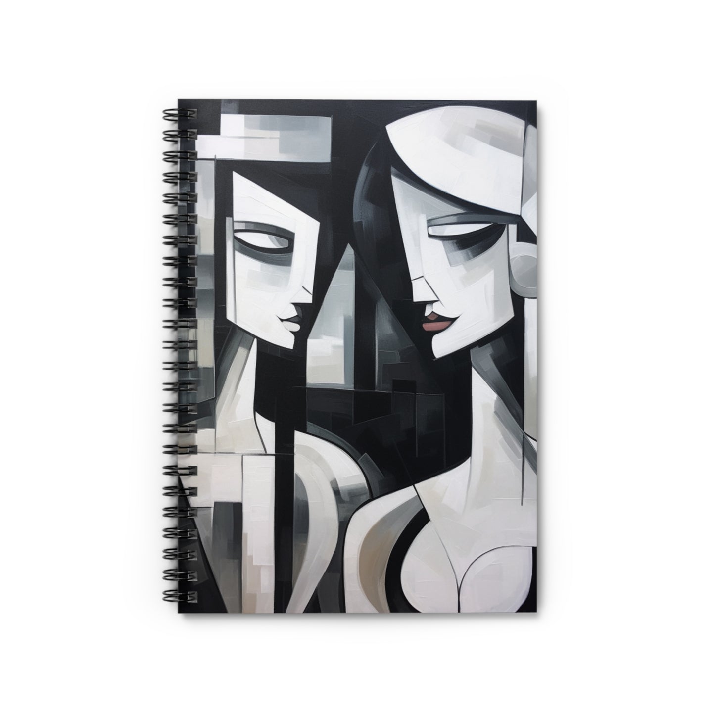 Black and White Wallpaper Spiral Notebook: Immersive Cubist Style in Every Word