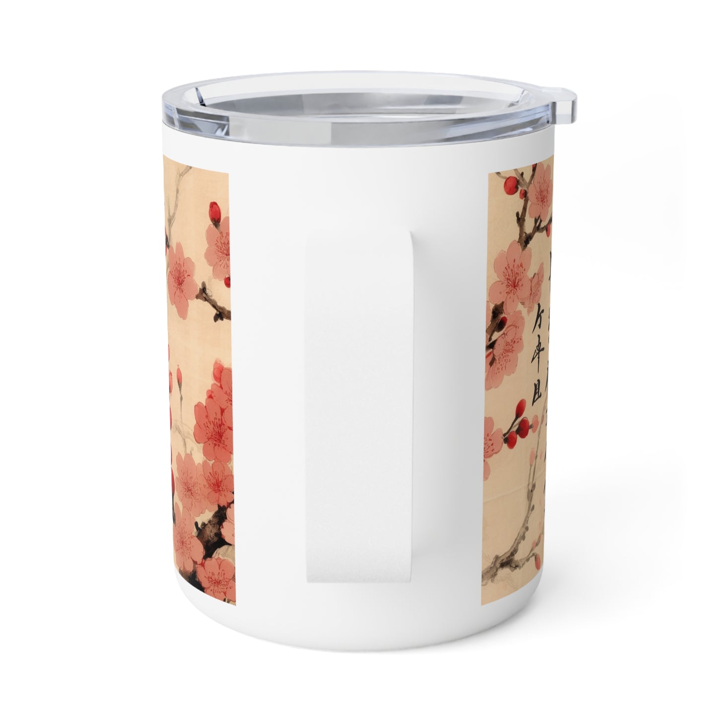 Floral Fusion: Insulated Coffee Mug Merging Cherry Blossom Beauty and Artistic Flower Drawings
