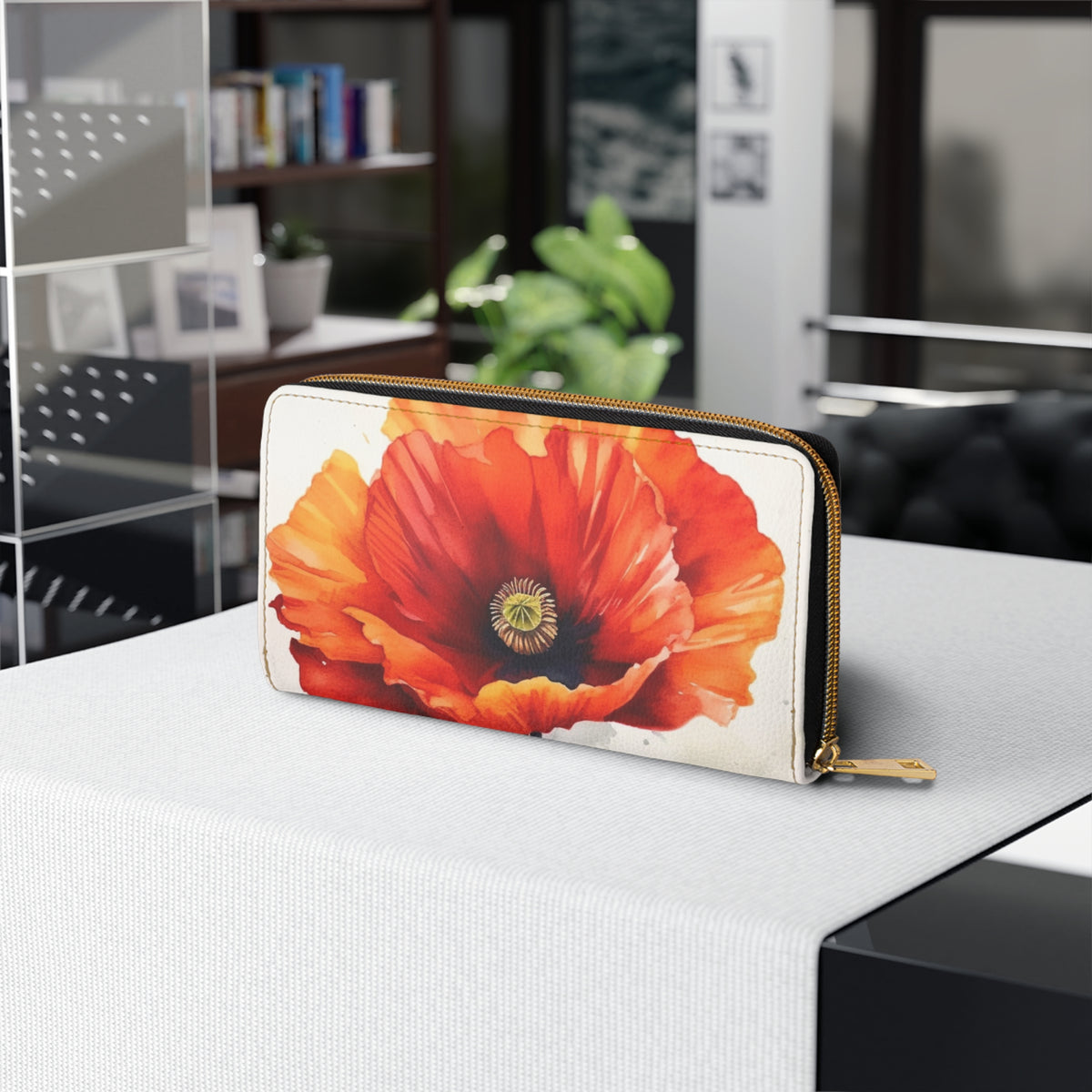 Stunning Poppy Flower Watercolor Zipper Wallet: A Blossoming Experience