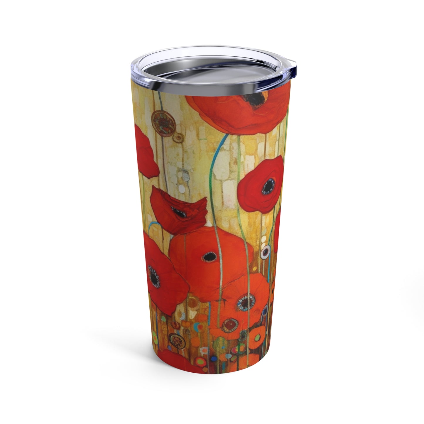 Floral Symphony: Tumbler showcasing Gustav Klimt's Poppies in Art Nouveau