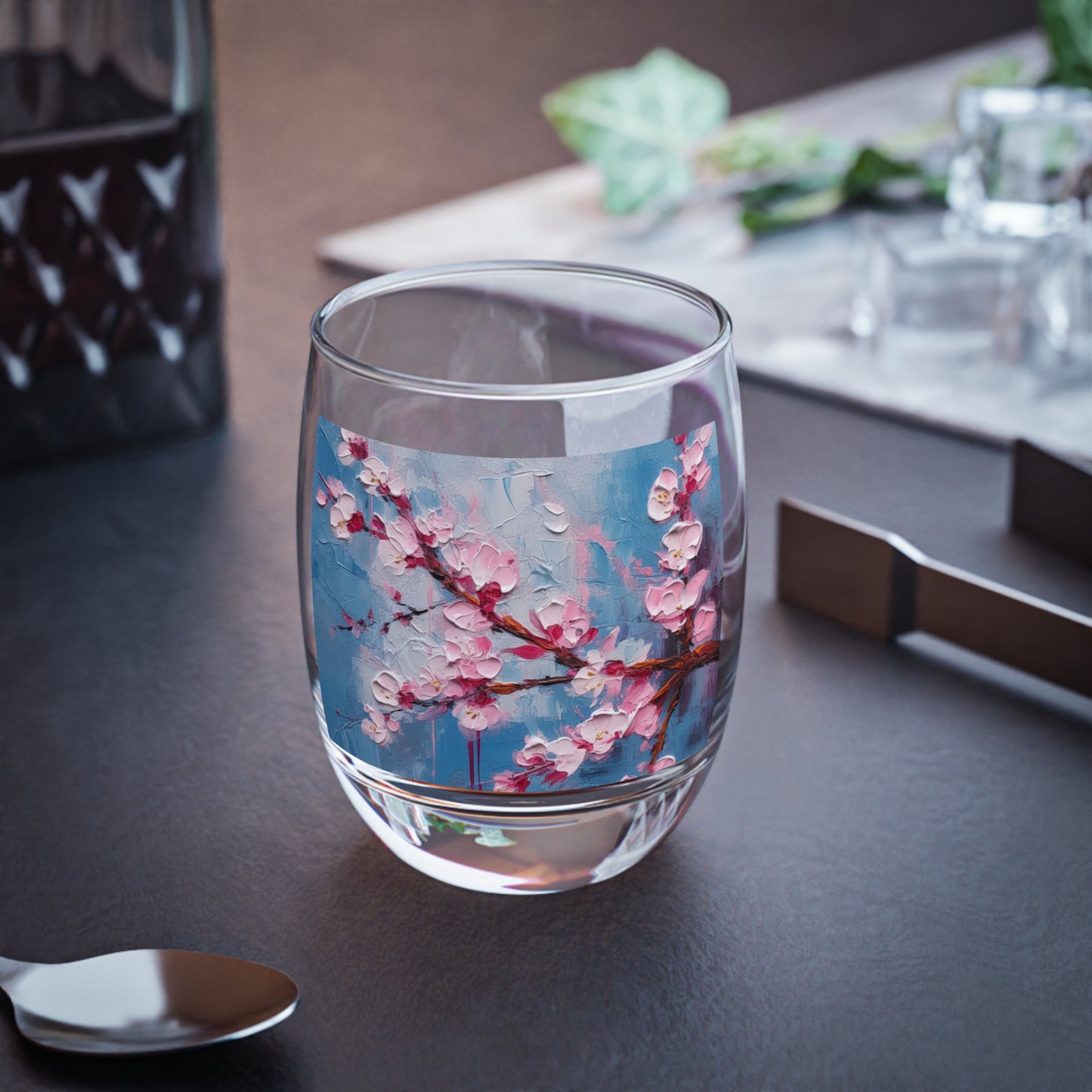 Tumbler with Abstract Cherry Blossom Drawing: Embrace the Serenity