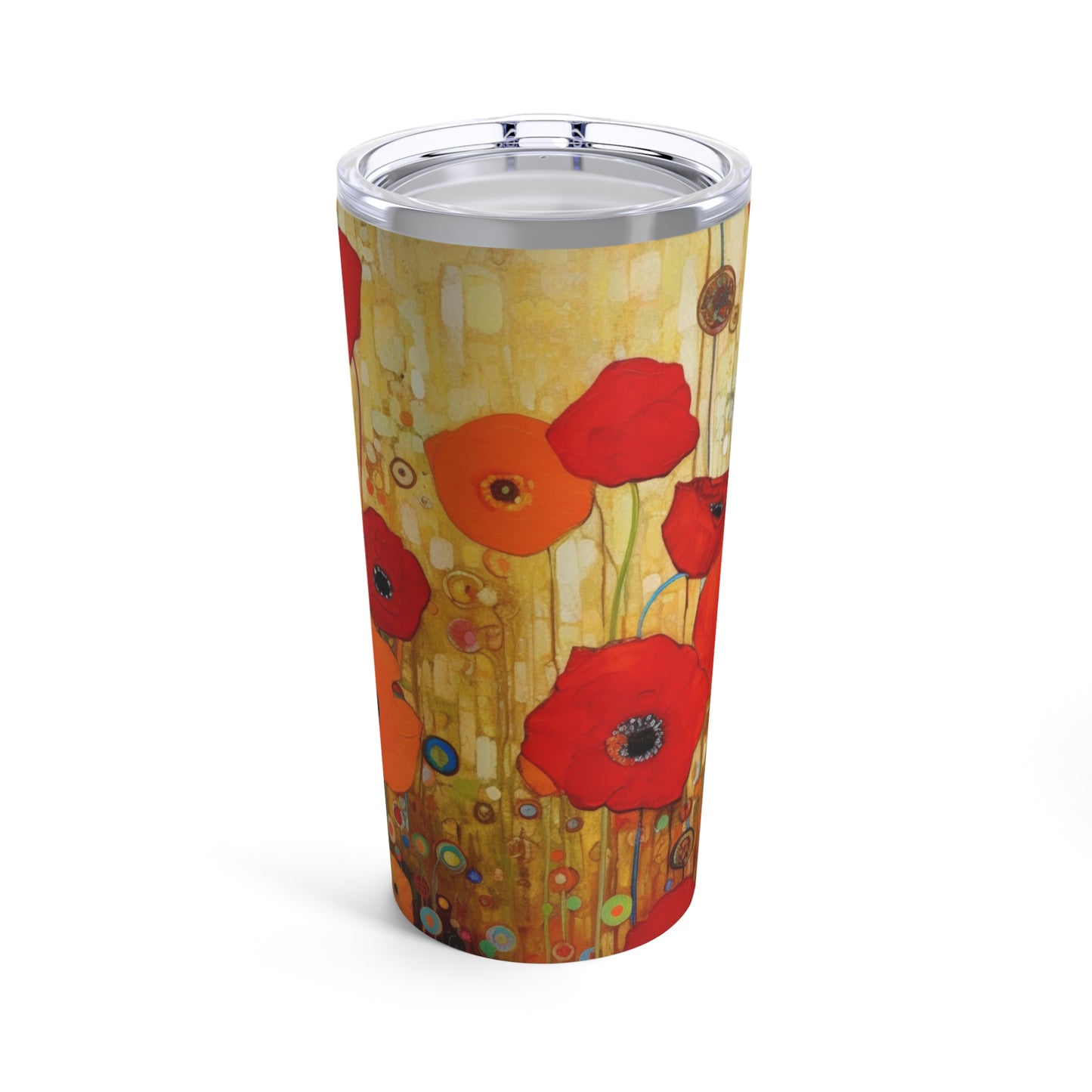 Floral Symphony: Tumbler showcasing Gustav Klimt's Poppies in Art Nouveau