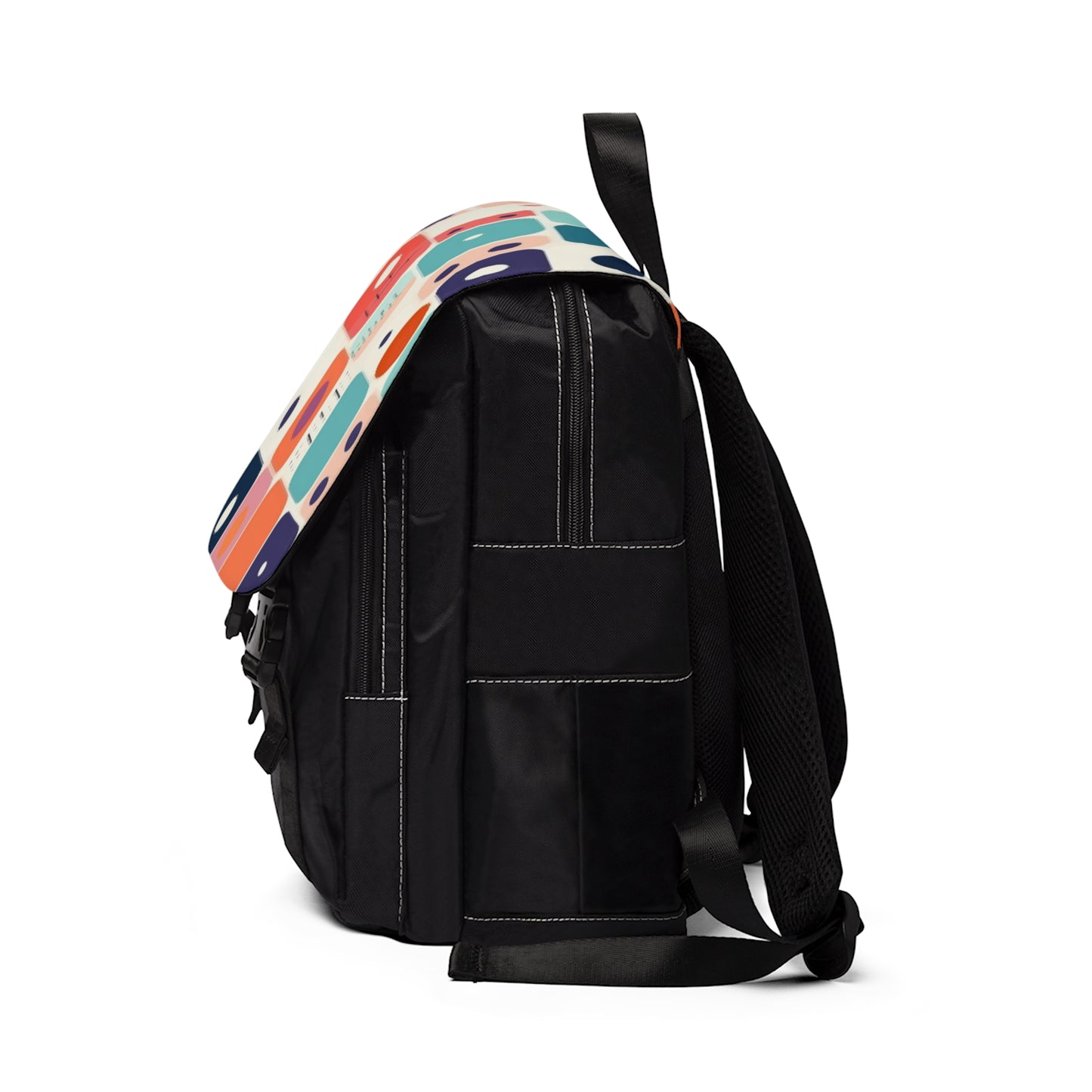 Retro Chic: Atomic Age-Inspired Unisex Casual Shoulder Backpack with Midcentury Modern Design and 1960s Fashion