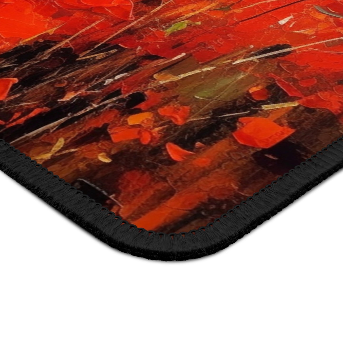 Whimsical Poppy Art on Gaming Mouse Pad