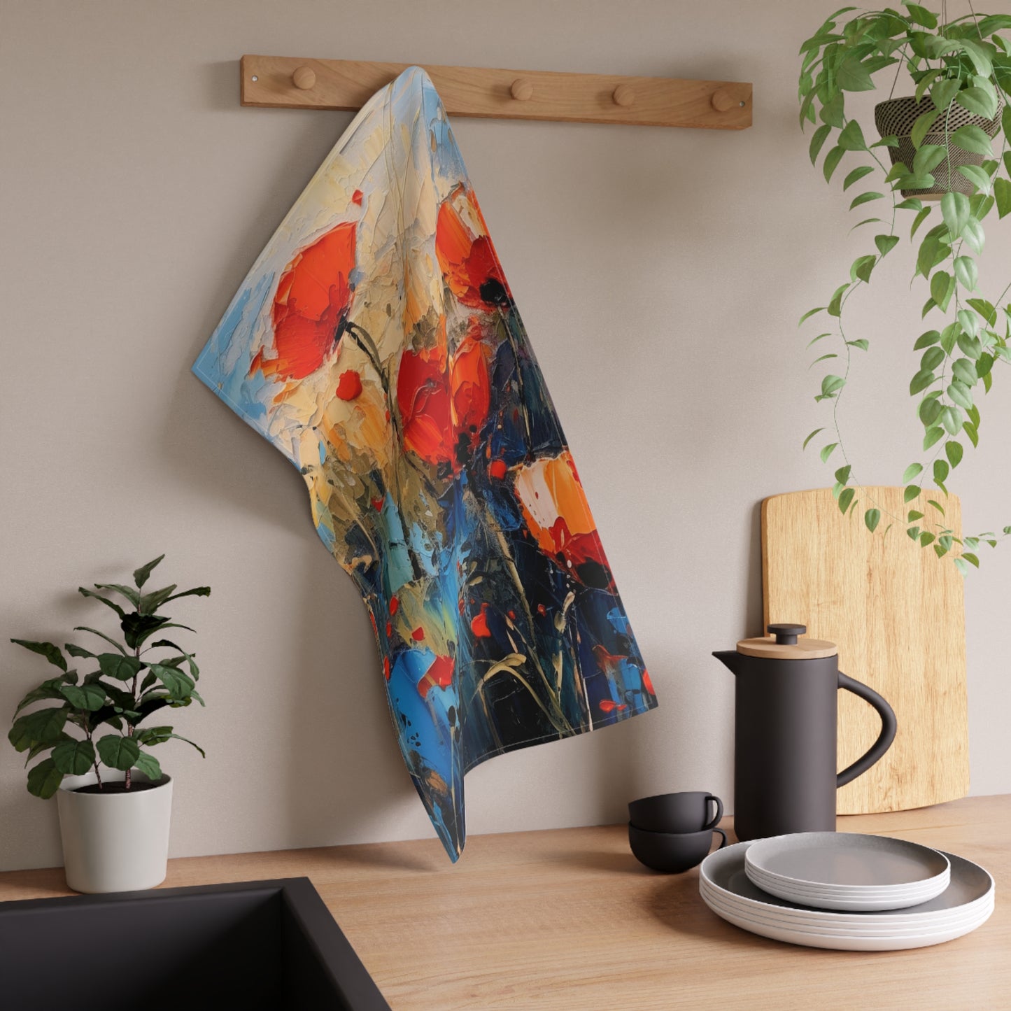 Kitchen Towel Paradise: Abstract Poppy Artwork and Flower Drawings