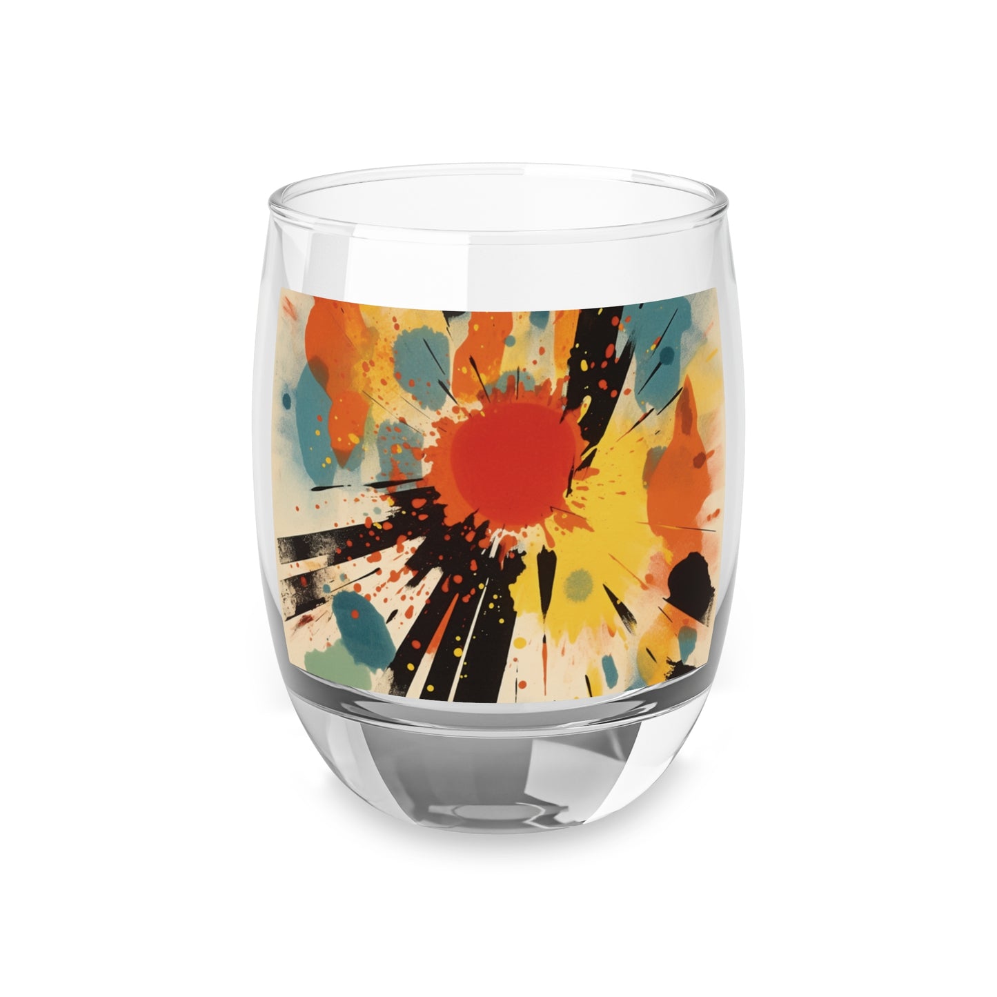 Cosmic Fusion: Abstract Art Whiskey Glass
