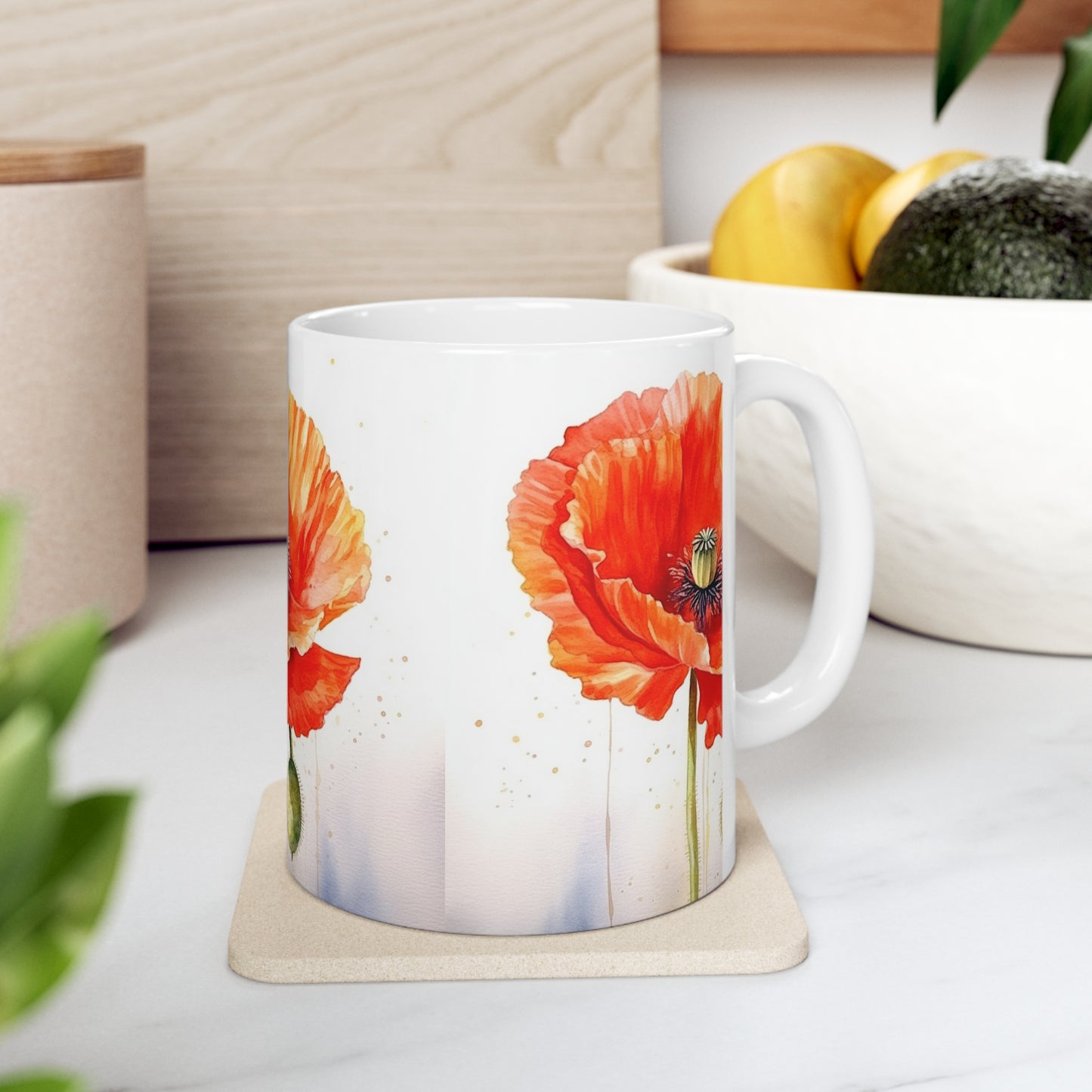 Indulge in Artistic Sips with Watercolor Flower Drawings Ceramic Mug
