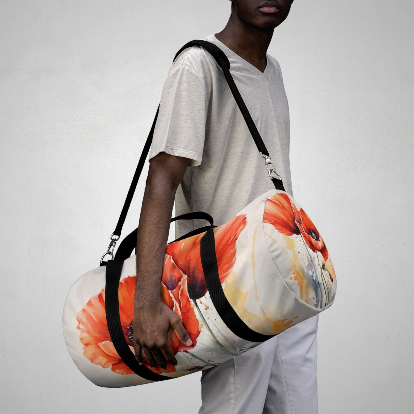 Whimsical Poppy Flower Watercolor Duffel Bag: An Artistic Delight