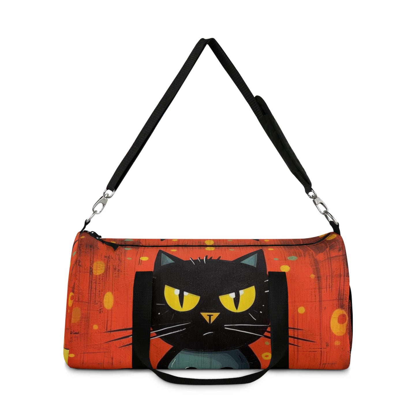 Fashionably Retro Feline: Midcentury Modern Duffel bag with a Vintage Cat-Inspired Flair