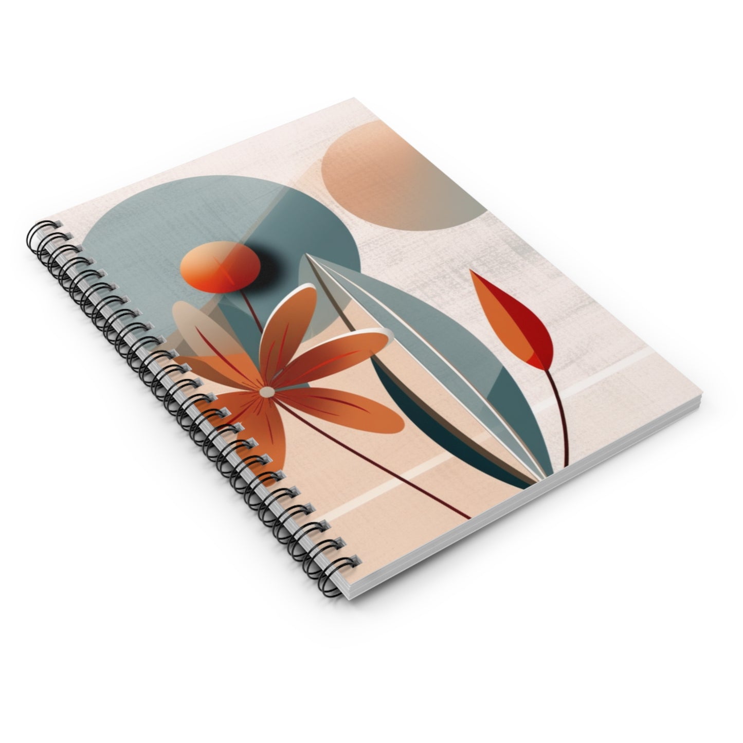 Floral Whimsy: Flower Drawings and Abstract Art on a Modern Spiral Notebook