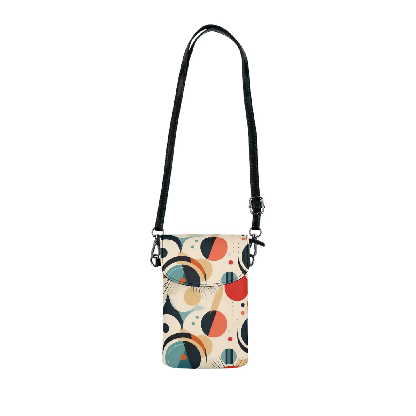Abstract Elegance: Midcentury Modern Small Cell Phone Wallet with Modern Abstract Art and Vintage Fashion
