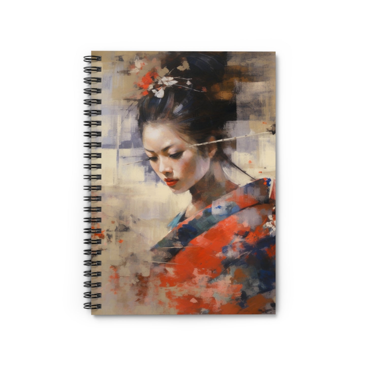 Japanese-Inspired Abstract Oil Painting Spiral Notebook