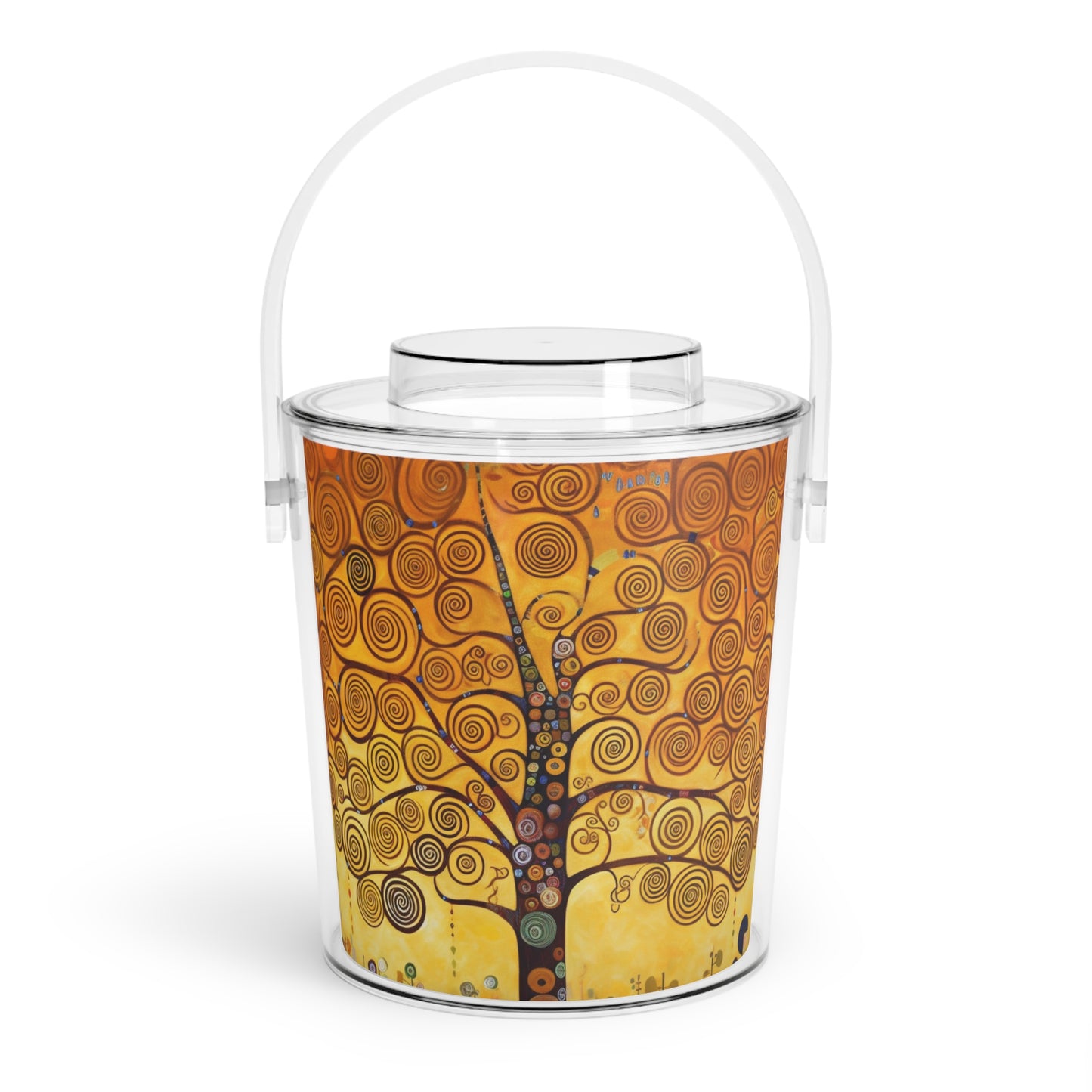 Symbolic Harmony: Gustav Klimt Tree of Life Ice Bucket with Tongs, Embrace Artistic Elegance
