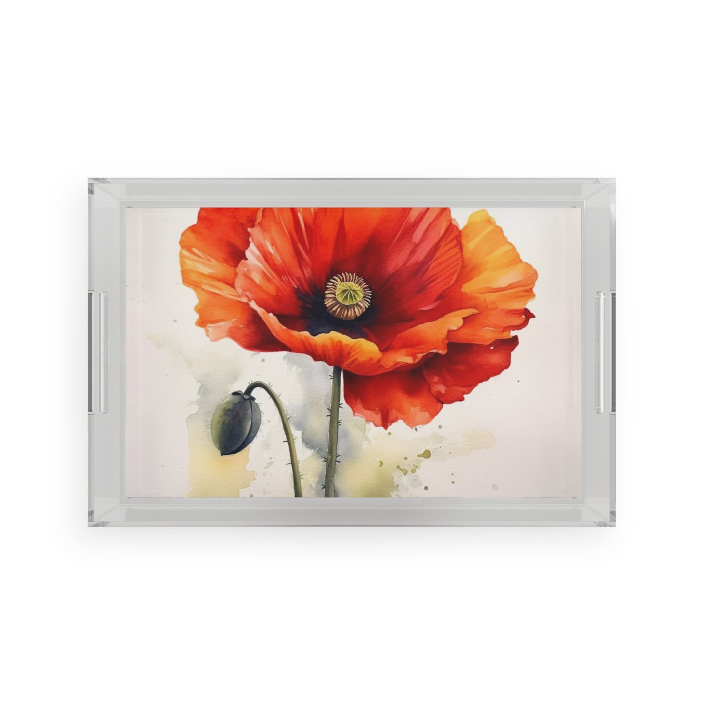 Stunning Poppy Flower Watercolor Acrylic Serving Tray: A Blossoming Experience