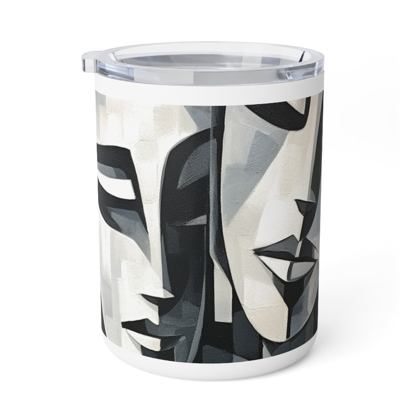 Abstract Oil Paint Insulated Coffee Mug: Cubist Artistry in a Portable Masterpiece