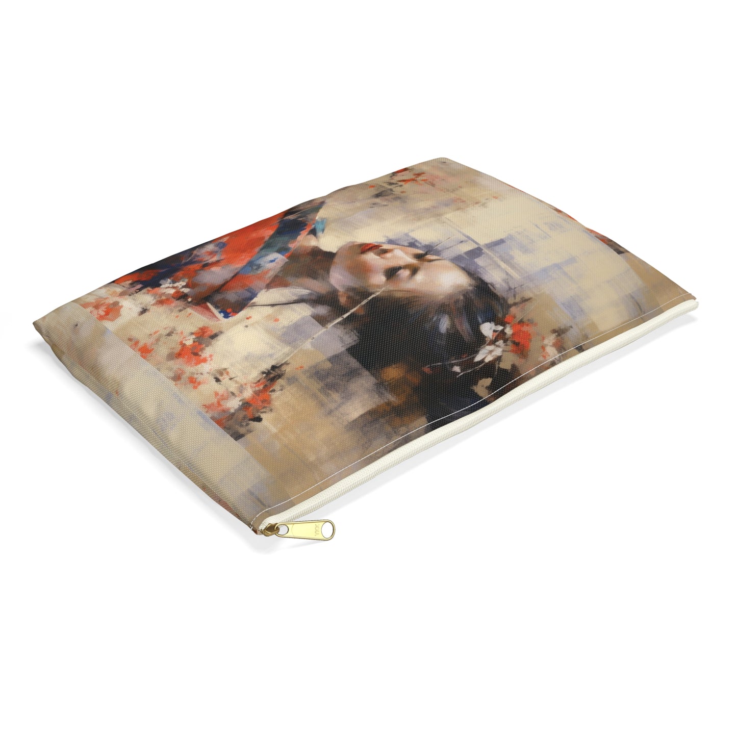 Japanese-Inspired Abstract Oil Painting Accessory Pouch: Celebrating Geisha Beauty