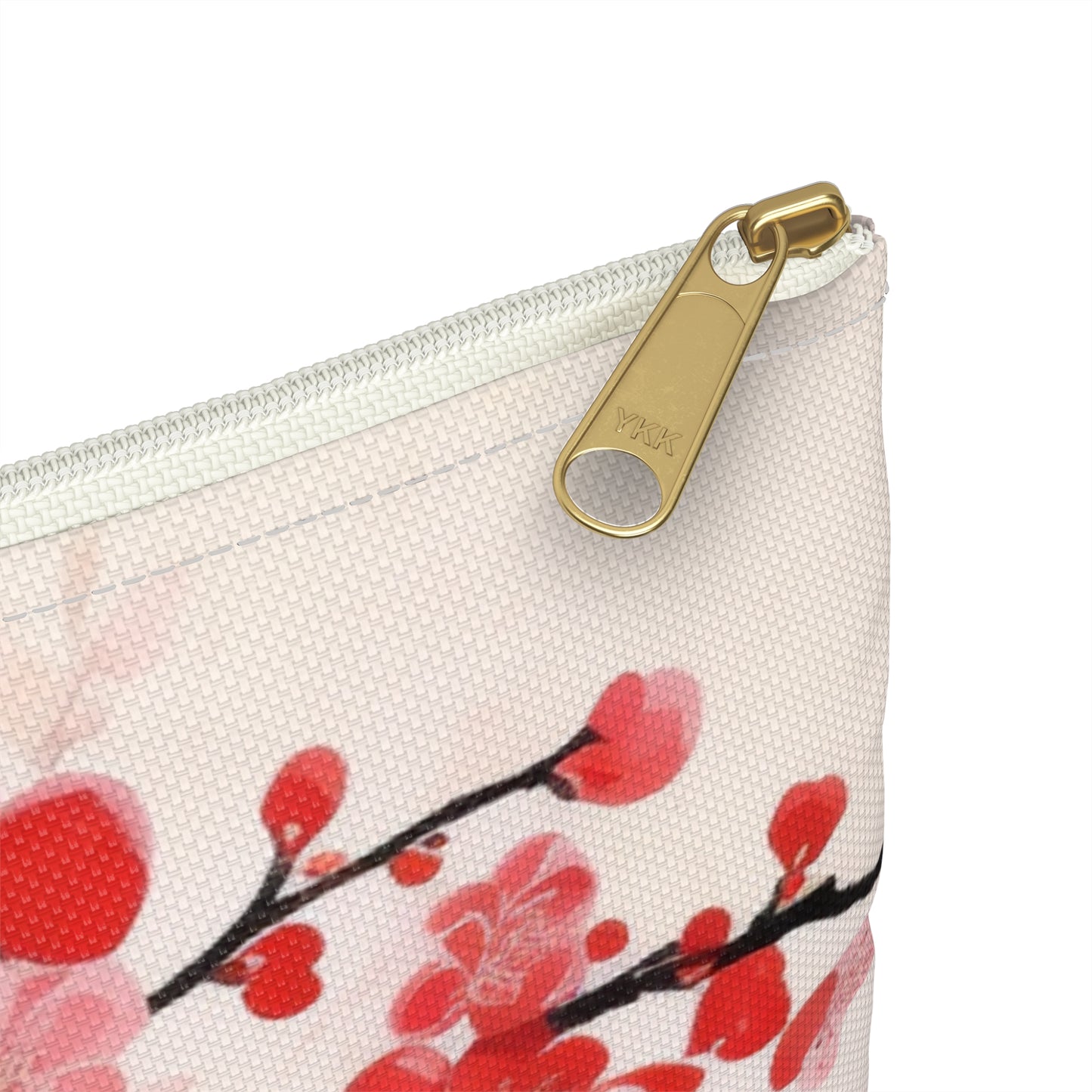 Cherry Blossom Delight: Accessory Pouch Adorned with Intricate Flower Drawings and Artistry
