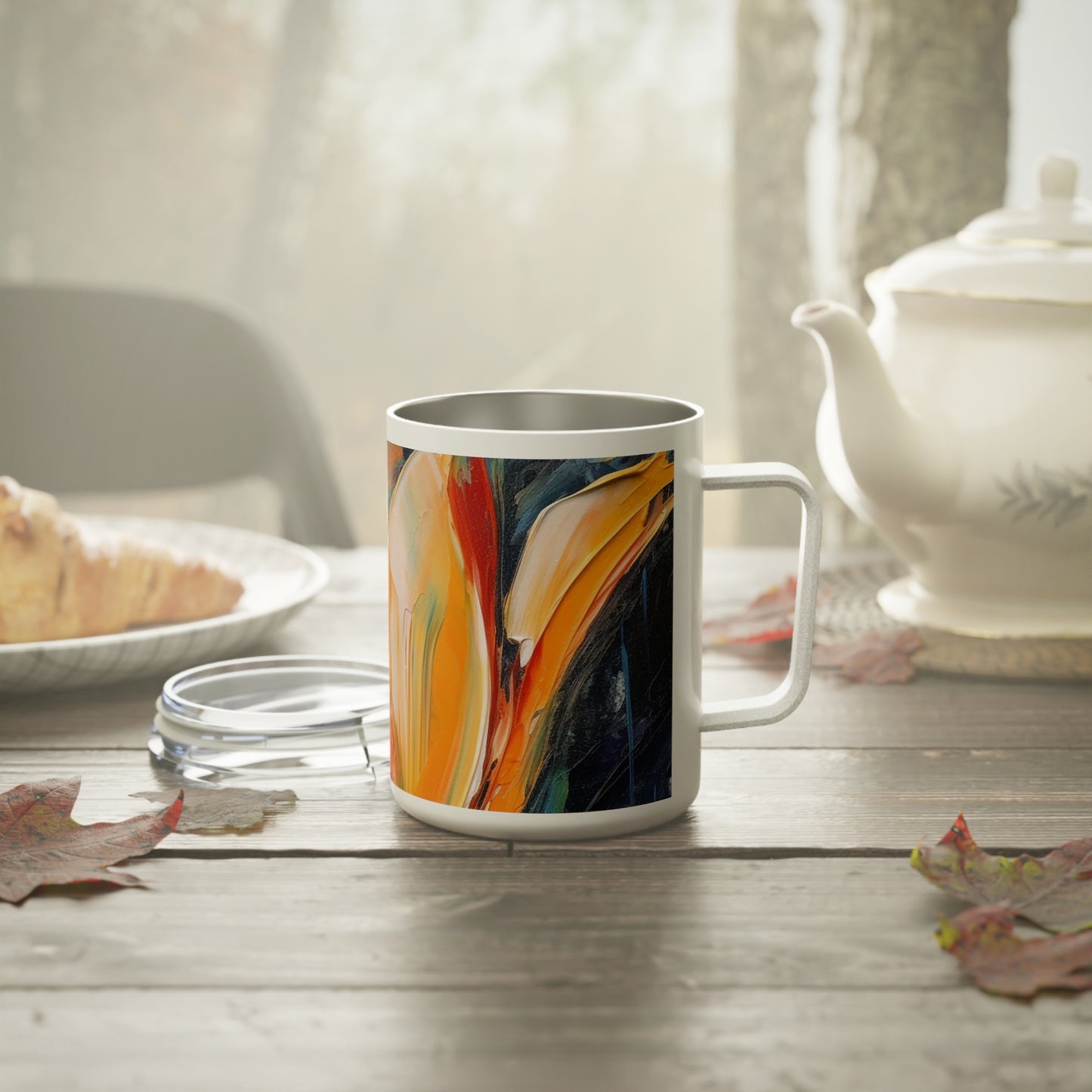 Orange Tulip Magic on Insulated Coffee Mug : A Blossoming Artistic Delight