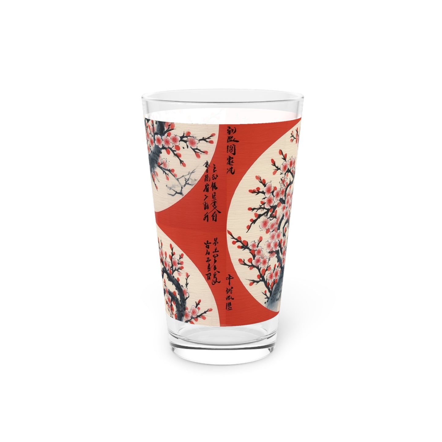 Enchanting Petal Symphony: Pint Glass Celebrating Cherry Blossom Tree Drawings
