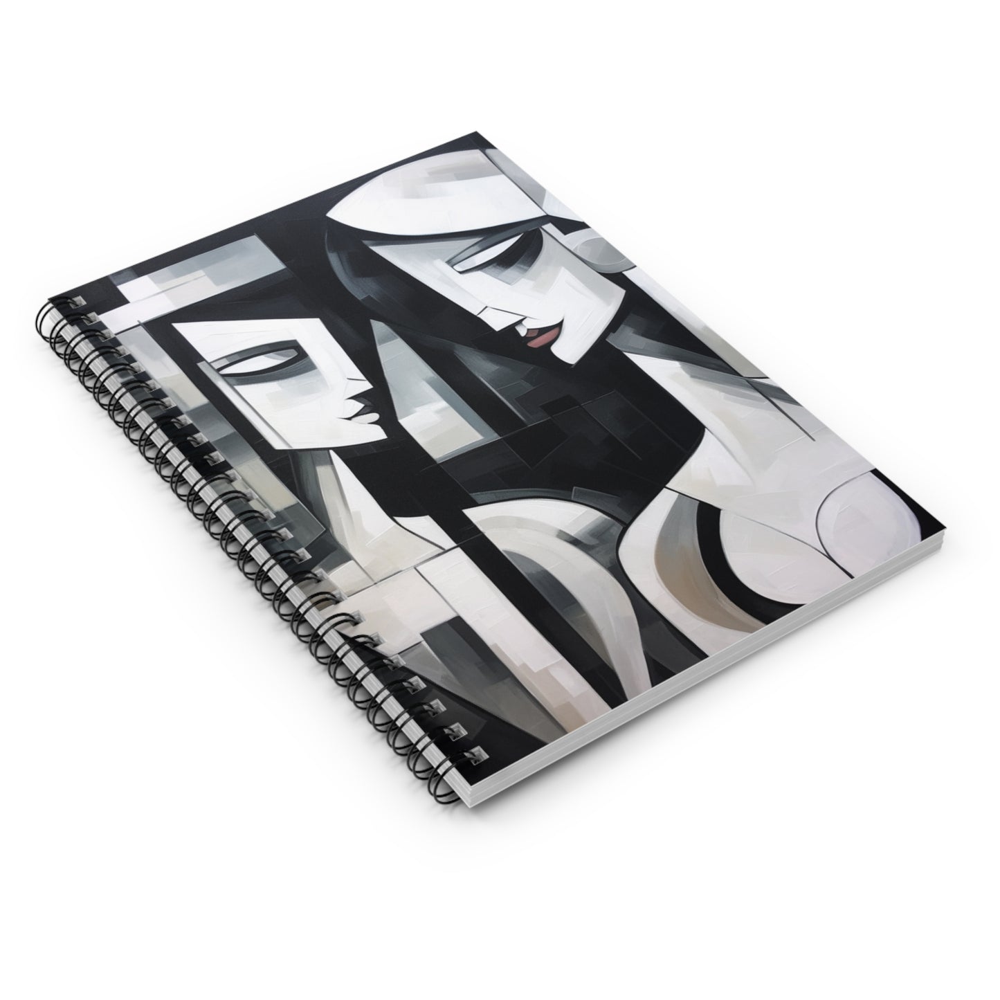 Black and White Wallpaper Spiral Notebook: Immersive Cubist Style in Every Word