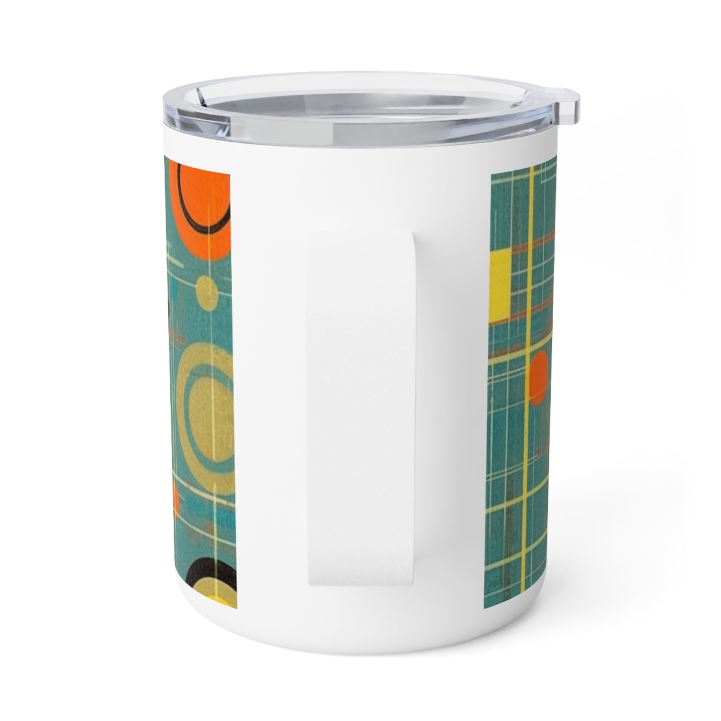 Cat Lover's Delight: Insulated Coffee Mug with Atomic Age Design and Midcentury Flair