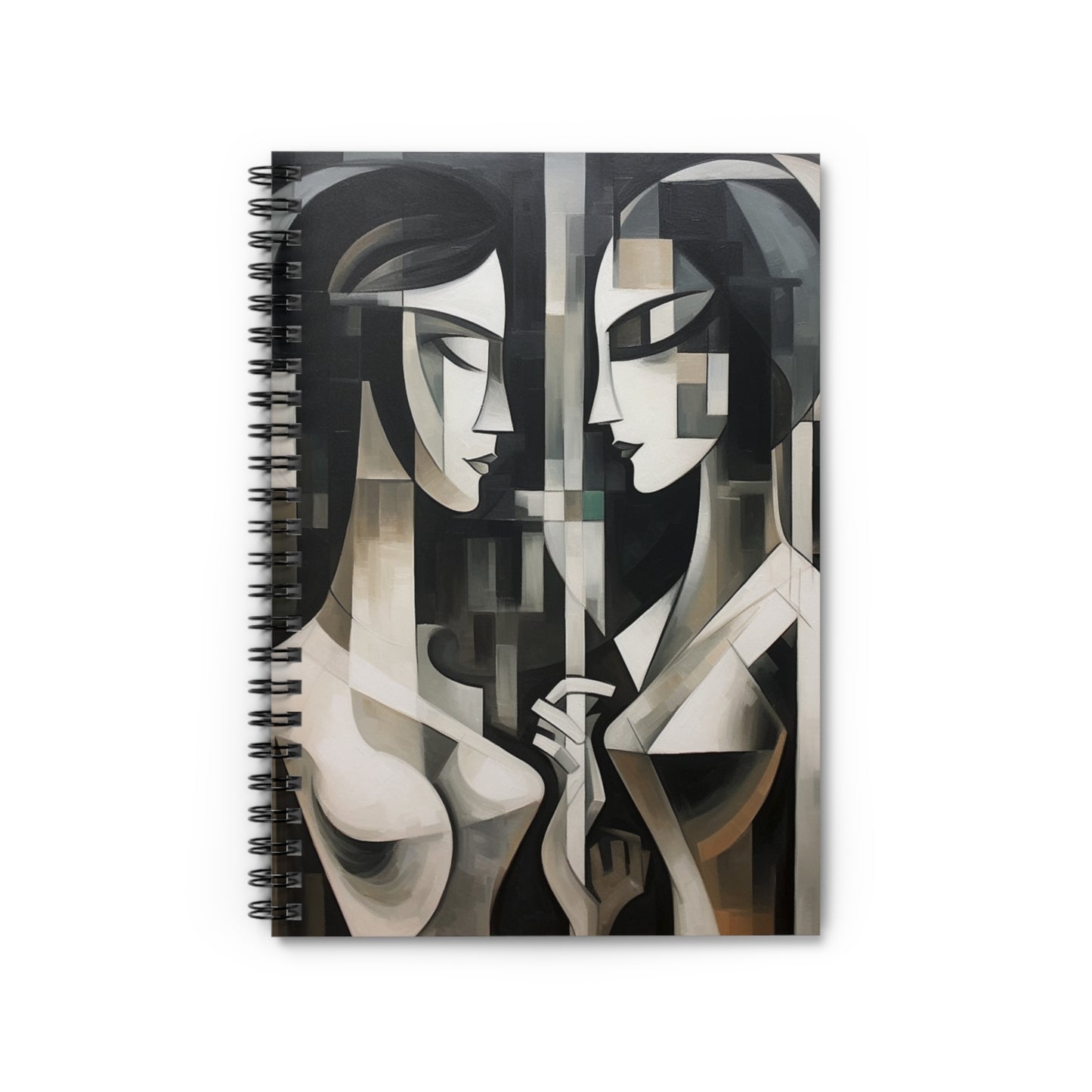 Spiral Notebook with Cubist Woman Painting: Brush Strokes of Bold Creativity