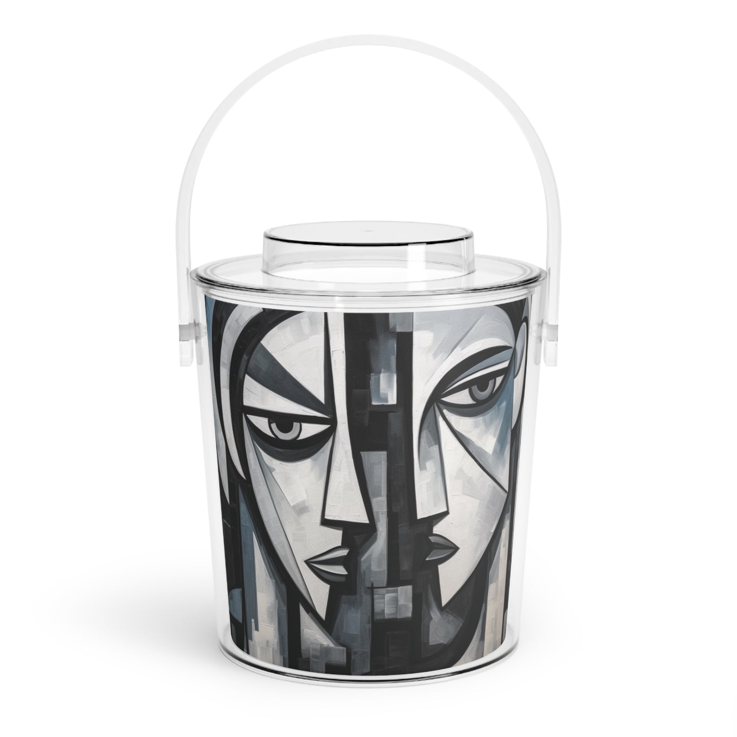 Cubist Paintings Ice Bucket with Tongs: Captivating Brush Strokes in Every Refreshing Drink