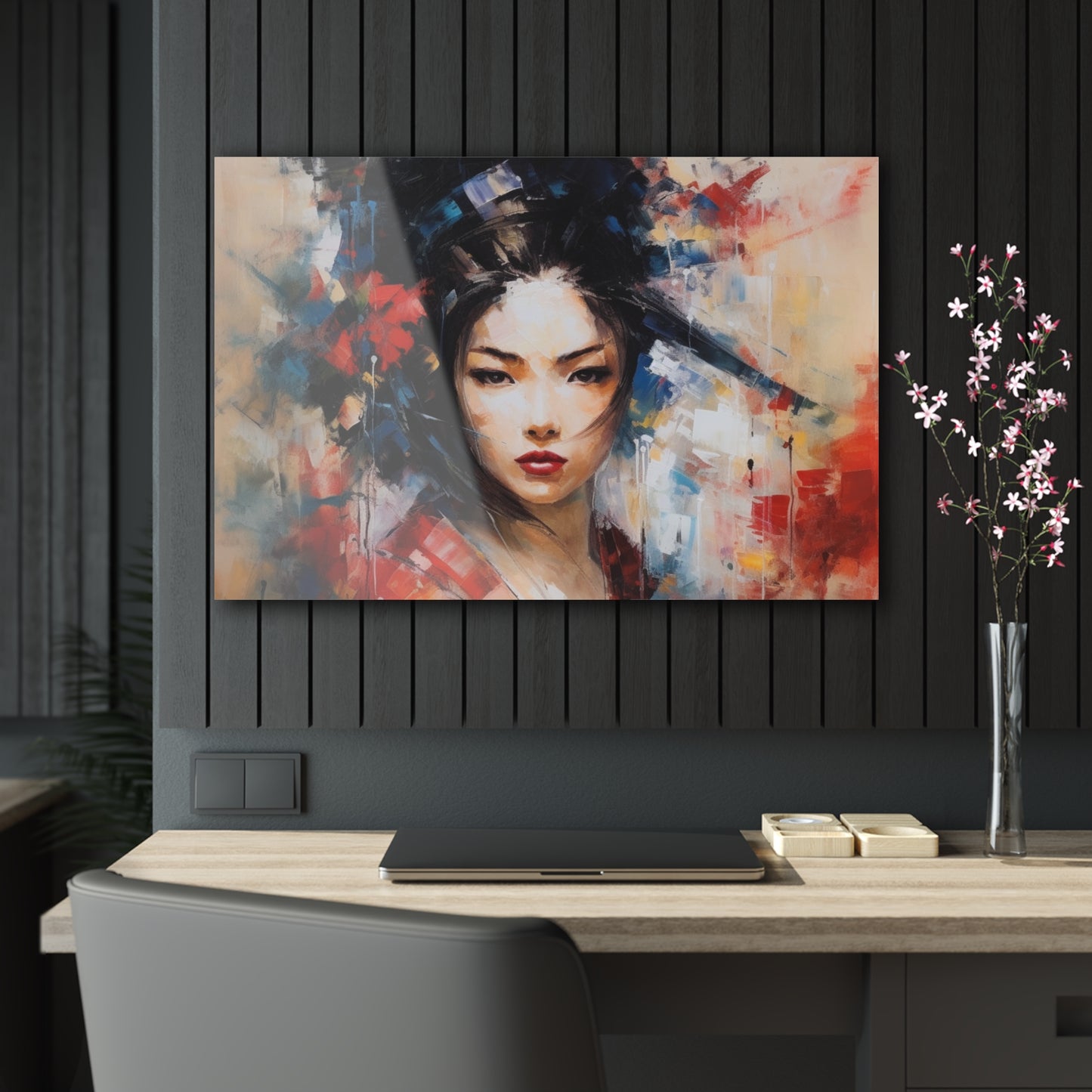 Abstract Geisha Art Acrylic Prints: Captivating Brushstrokes in a Japanese Aesthetic