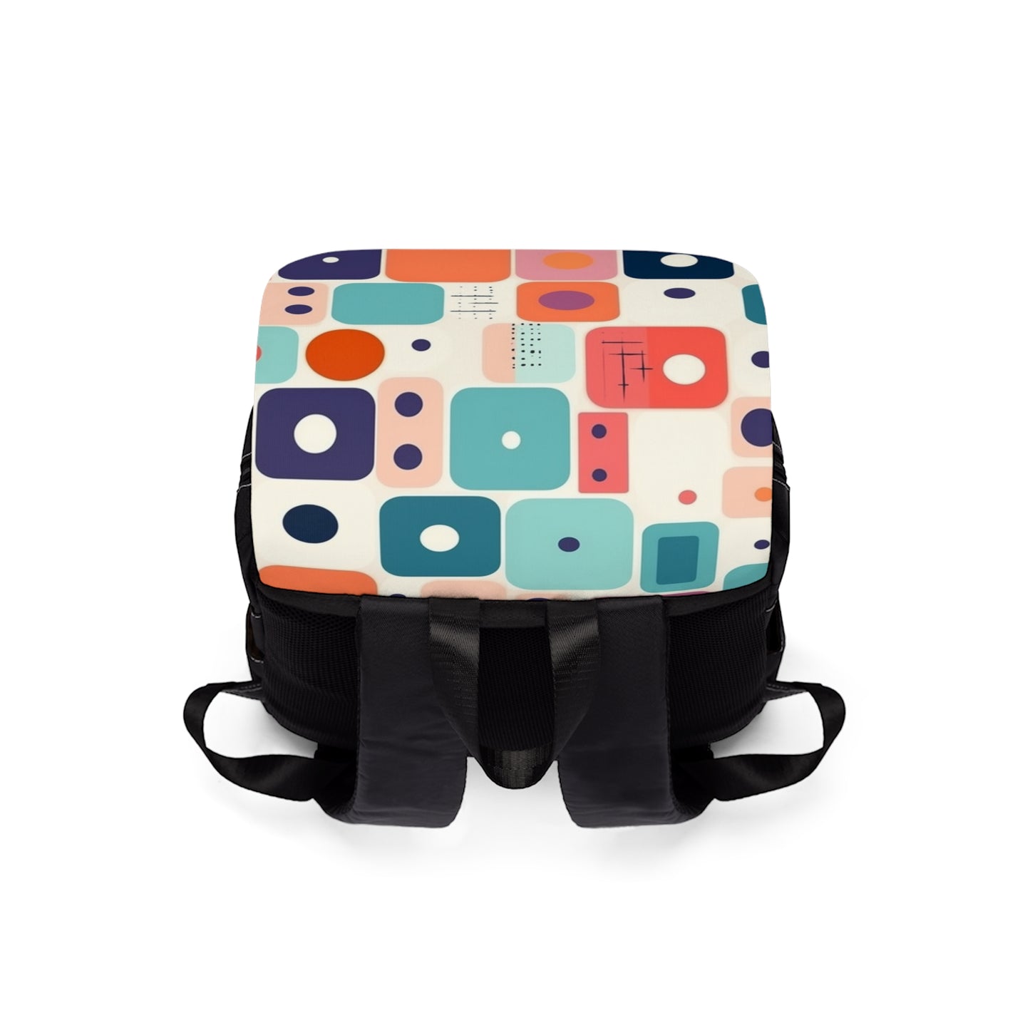 Retro Chic: Atomic Age-Inspired Unisex Casual Shoulder Backpack with Midcentury Modern Design and 1960s Fashion