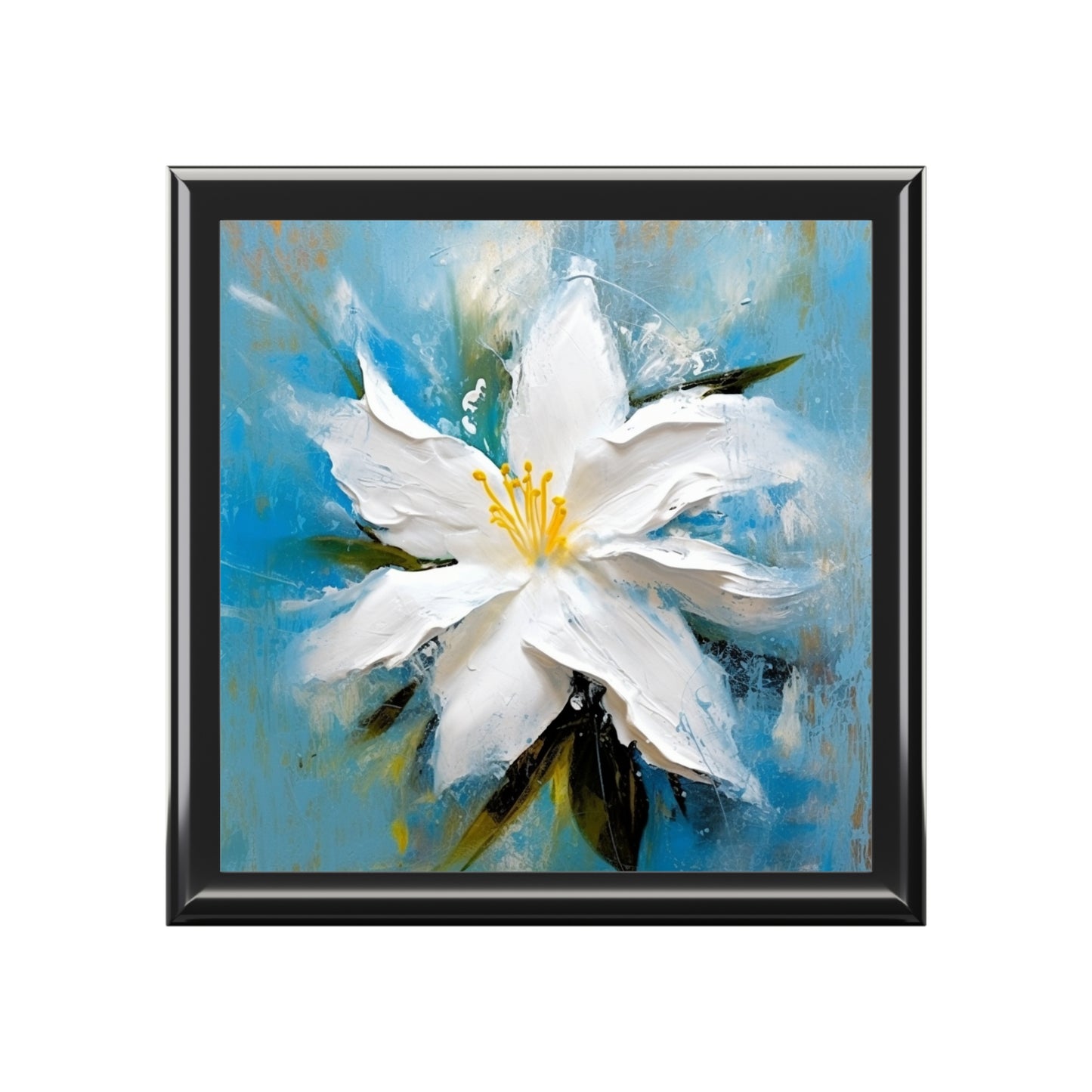 Ethereal Elegance: Jewelry Box featuring an Abstract Oil Painting of Jasmine