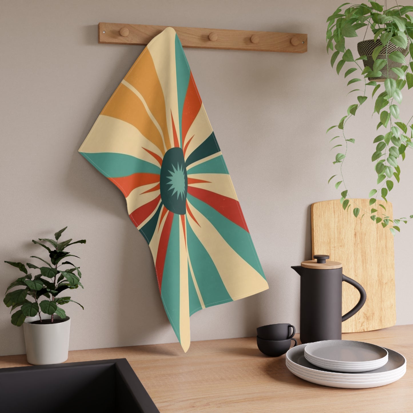 Vintage Fashion Inspiration: Starburst Kitchen Towel with 1950s and 1960s Flair