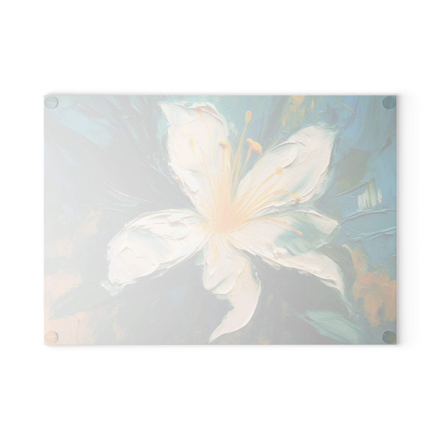 Floral Symphony: Glass Cutting Board featuring an Abstract Oil Painting of Jasmine