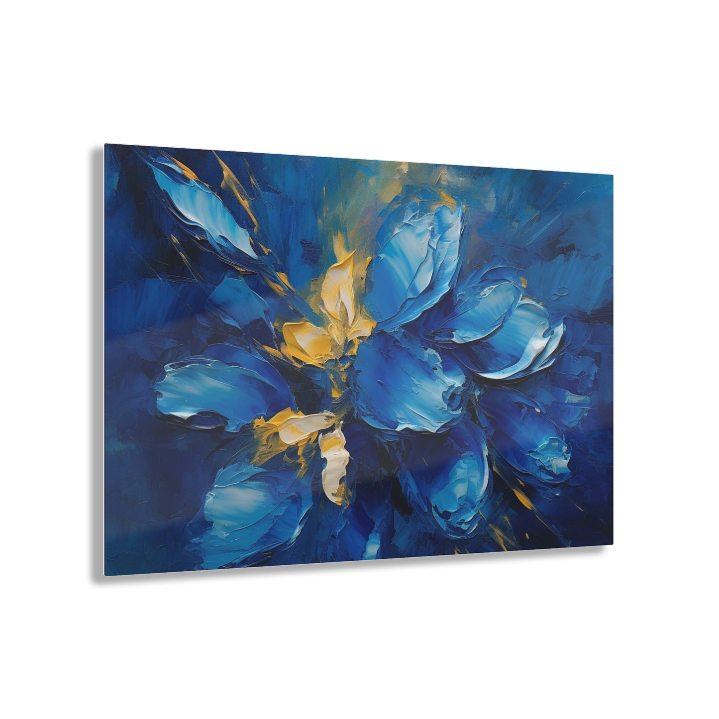 Abstract Wallpaper Acrylic Prints: Immersive Floral Beauty with Blue Orchid Motif