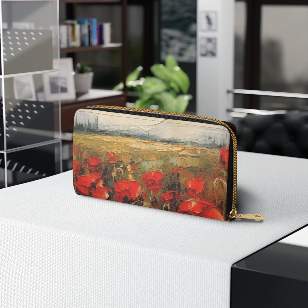 Abstract Poppy Fields: Zipper Wallet for Artistic Inspiration