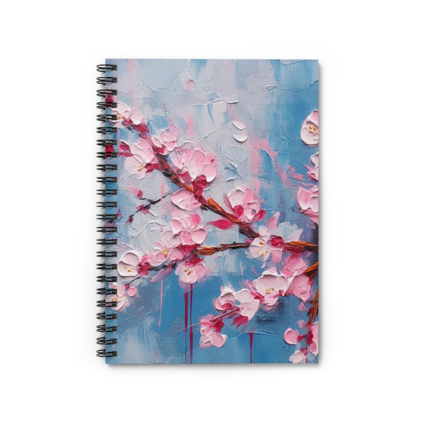 Spiral Notebook with Abstract Cherry Blossom Drawing