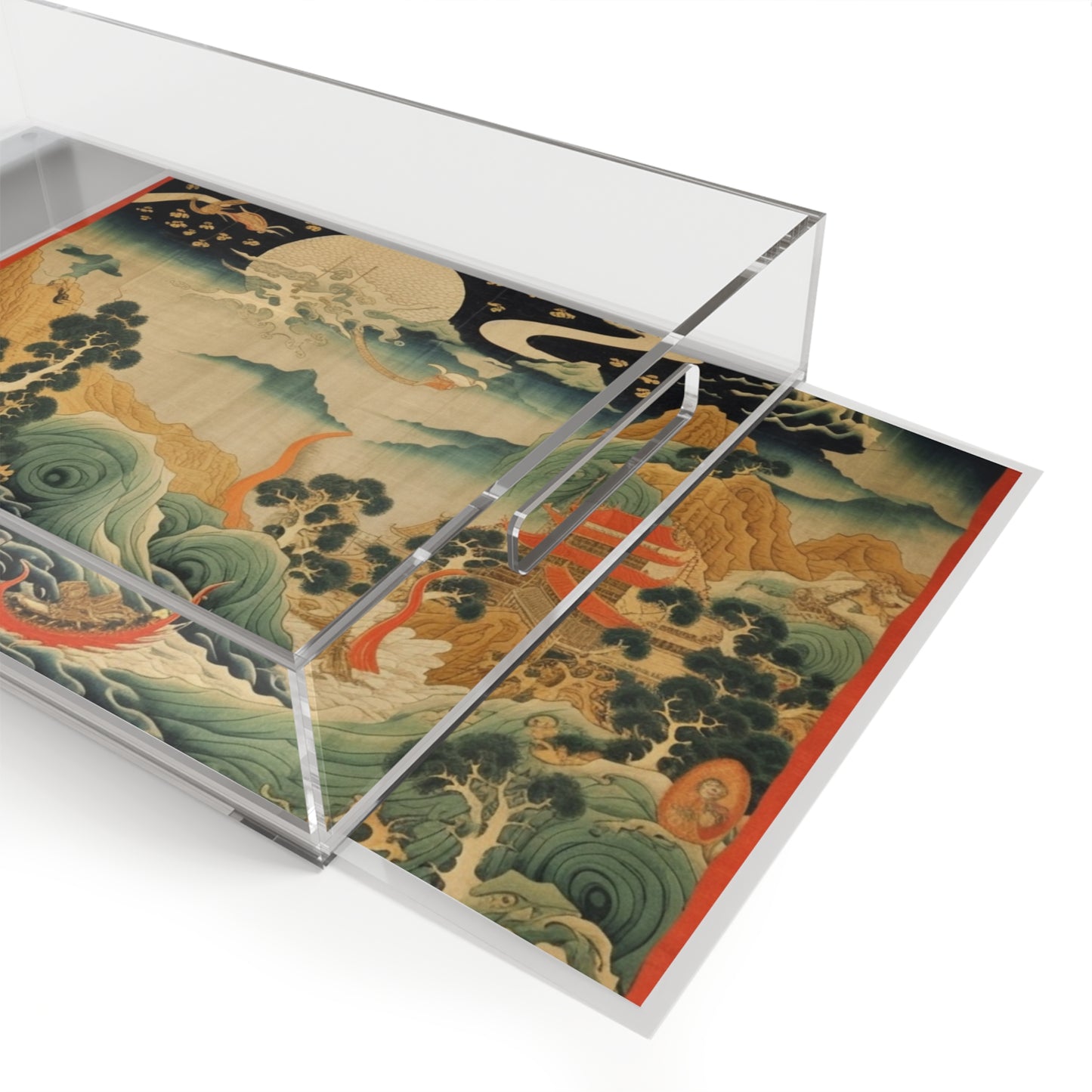 Harmony of the Elements: Japanese Tapestry-Inspired Acrylic Serving Tray
