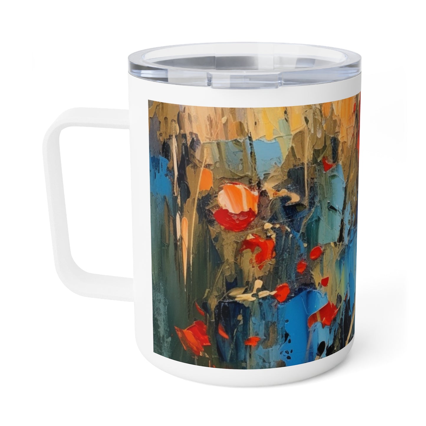 Insulated Coffee Mug Paradise: Abstract Poppy Artwork and Flower Drawings
