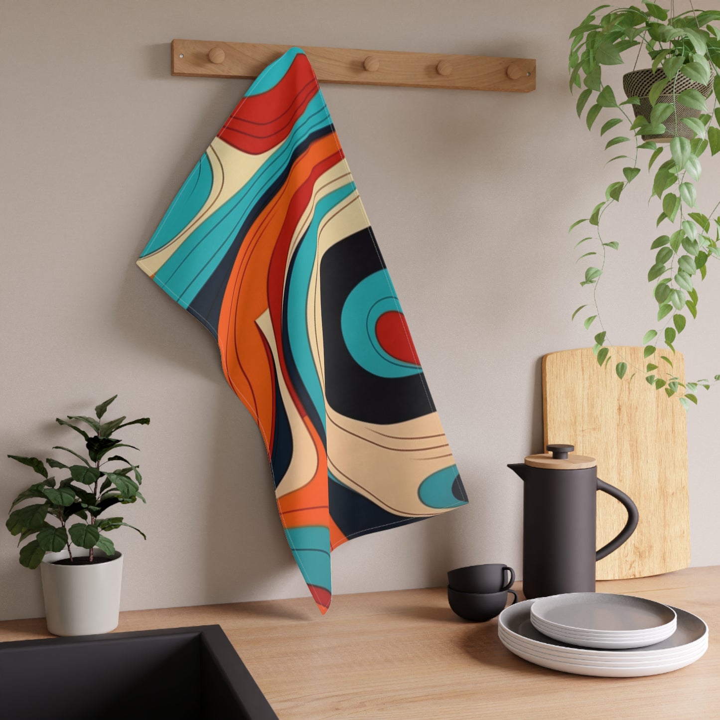 Midcentury Abstractions: Abstract-Inspired Kitchen Towel for Atomic Age Design