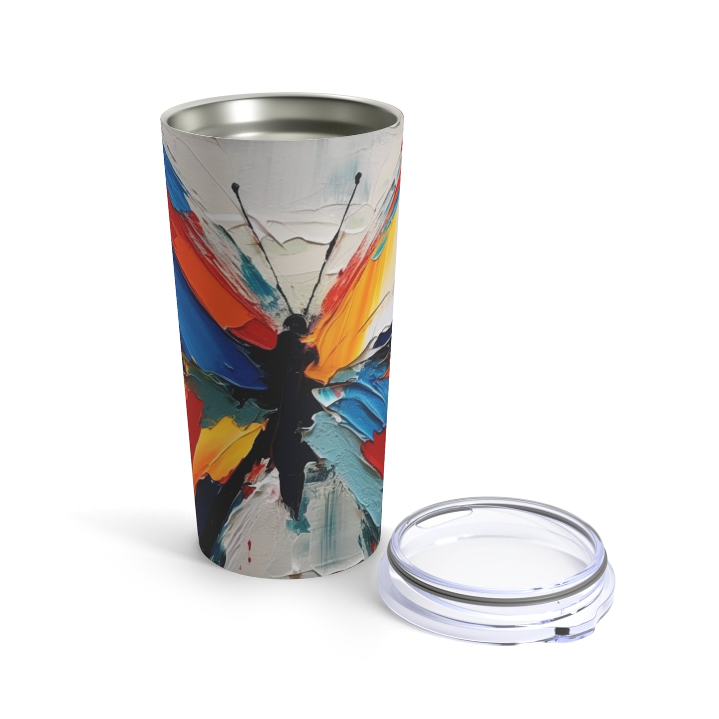 Abstract Tumbler for Art Lovers: Butterfly-Inspired Delight